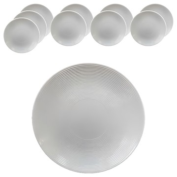 TATUNG 大同磁器 線條圓盤 10入 7英吋 單色  10件組圓盤  白色  1組