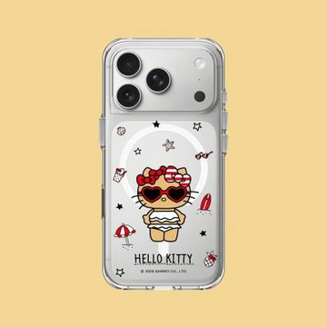 犀牛盾 iPhone Clear MagSafe兼容 抗黃化透明防摔磁吸手機殼/Hello Kitty-愛心墨鏡