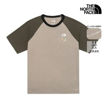 【The North Face 官方旗艦】北面男女款淺棕色FLASHDRY速乾寬鬆短袖T恤｜8GX12MB