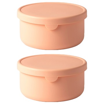 馬卡龍摺疊可微波矽膠保鮮盒 大 圓滑粉色  2 個容器 + 2 個蓋子  2個