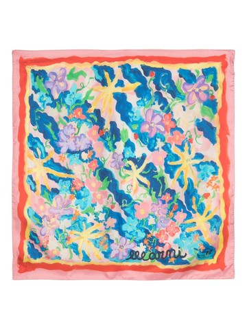 Marni - silk floral-print scarf - women - Silk - One Size - Pink