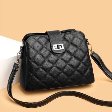 軟皮包包2025新款潮女包大容量斜挎包時尚小香風菱格單肩包小包包