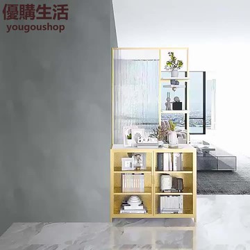 優購生活~定制入戶玄關柜輕奢風鞋柜一體餐客廳長虹玻璃屏風隔斷置物架現代簡約定制 屏風櫃 屏風 隔間 客廳 玄關櫃 隔板 屏風架訂製 可付費上門安裝