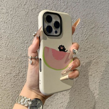 吃瓜小貓蘋果17promax手機殼iPhone16pro卡通菲林二合一保護套15pro女13可愛14新