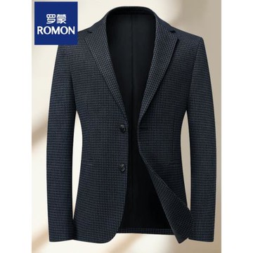 羅蒙格子西裝外套男士春秋季韓版高級感休閑商務千鳥格小西服單西