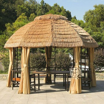 茅草亭子 戶外花園庭院 鄉村毛草棚稻草圓涼亭 鐵藝農家樂餐飲遮陽棚