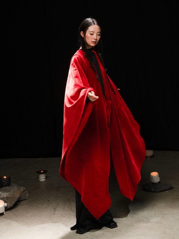 新中式復古 / 不規則絨面披肩外套