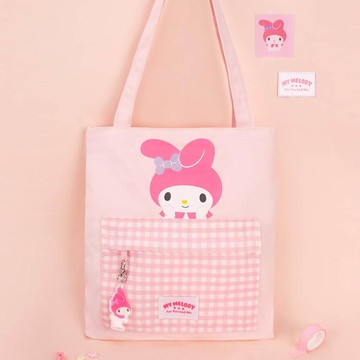 韓國 Alpha 連線 - 卡通人物美樂蒂手提/肩背補習袋-粉 (33x35x2.5cm)