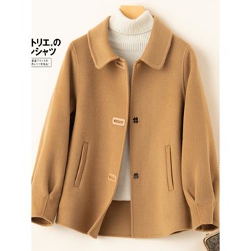 (免運)秋冬雙面羊絨大衣女短款毛呢外套新款小個子大碼媽媽氣質純羊毛呢