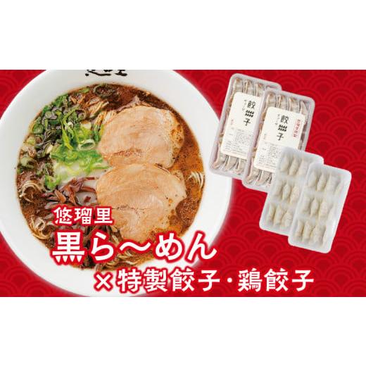 ふるさと納税 宮崎県 宮崎市 悠瑠里黒ら〜めん4食セット×悠瑠里特製餃子2P×鶏餃子2P_M293-014