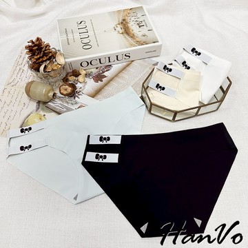 【HanVo】蝴蝶結雙腰帶冰絲內褲 裸感簡約少女內褲 中腰 獨立包裝 流行少女內褲 內著 A11-5208