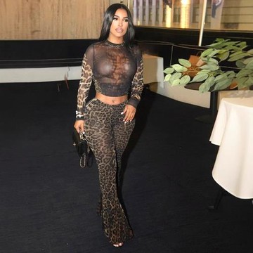 D9729亞馬遜歐美熱賣女裝 時尚性感潮流豹紋定位印花高腰兩件套