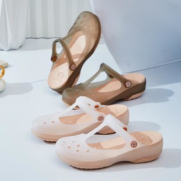 veblen洞洞鞋女夏季外穿拖鞋防滑厚底沙灘鞋軟底果凍包頭護士涼鞋