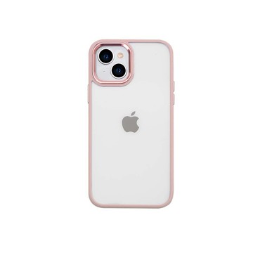 iPhone 15 Plus 殼 iPhone 15 Plus 金屬鏡框手機保護殼-柔粉