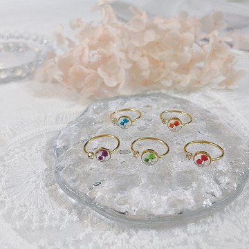 簡約日系乾燥花樹脂戒指 滴膠