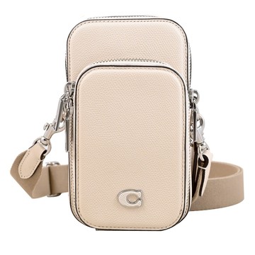 COACH CP272 經典C LOGO荔枝紋斜背小包/手機包.米白