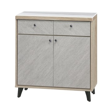 文創集 瑞爾曼2.7尺岩板雙色二抽低餐櫃-81x41x85cm免組