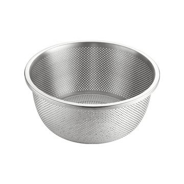 SHCJ 生活采家 密孔蔬果瀝水盆 #304不鏽鋼 清洗備料  直徑31 x 12.5cm  銀色  1個