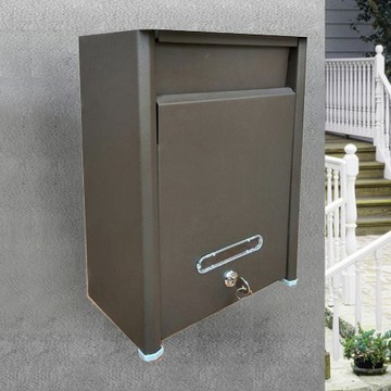 信箱 郵箱 意見箱 粉體塗裝 白鐵304#烤漆信箱咖啡砂 附二支鑰匙 外投外取 26*35*12cm 《昇瑋五金》