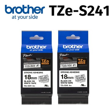 【2入組】bother TZe-S241 超黏性護貝標籤帶 ( 18mm 白底黑字 )