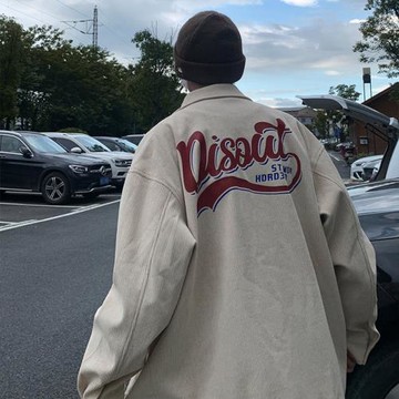 美式休閑夾克男秋季新款字母印花外套青少年寬松運動服男裝上衣潮