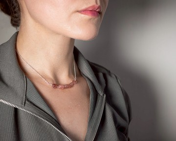 草莓石英項鍊，925銀，雙子座，獅子座，天秤座誕生水晶禮物