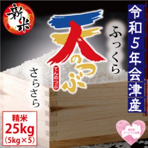 新米 天のつぶ 精米 25kg（5kg×5）会津産 令和5年産 ※九州は送料別途500円・沖縄は送料別途2500円