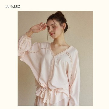 LUNALUZ 玫瑰沙洗 睡衣套裝  香檳粉 26S