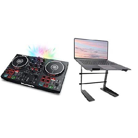 Numark Party Mix II DJ Controller ＆ Pyle Portable Adjustable Laptop Stand 6.3 to 10.9 Inch Anti-Slip Standing Table Monitor or Computer Desk Work