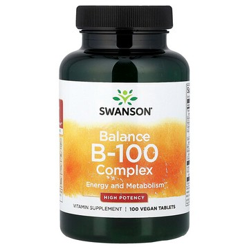 Swanson Vitamins, Balance B-100 Complex, High Potency, 100 Vegan Tablets