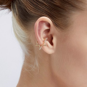 斜口大星耳扣 925銀厚鍍18K金 Meteor D Earcuff