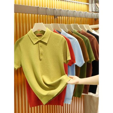 2025夏季新款男商務休閑菠蘿針織POLO衫戶外透氣涼感短袖T恤9989