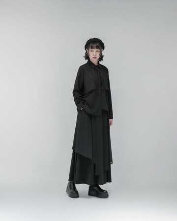 MUKK DESIGN 胸前細百褶活片襯衫