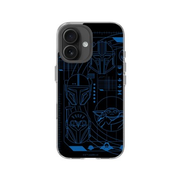 iPhone 16 Clear Case（相機按鈕） 透明 - 迪士尼-星際大戰 Star Wars - 曼達洛人-線稿風格