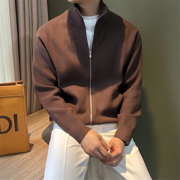 針織開衫外套男士毛衣男款2024秋冬季潮牌帶側口袋立領休閑夾克男鑫弘-衣錦男裝