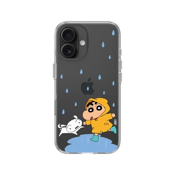 iPhone 16 Clear Case（相機按鈕） 透明 - 蠟筆小新 Crayon Shinchan - 小新小白雨天散步