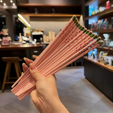 🎀創意筷子🎀粉色草莓陶瓷筷子少女心家用衛生耐高溫不易發黴易清洗陶瓷餐具筷子 環保筷 可愛筷子 防滑筷子 高檔筷子