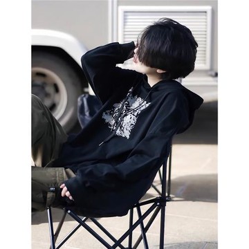 尚依蓮百搭衛衣女寬松2025春秋新款潮流破洞上衣時尚休閑連帽外套