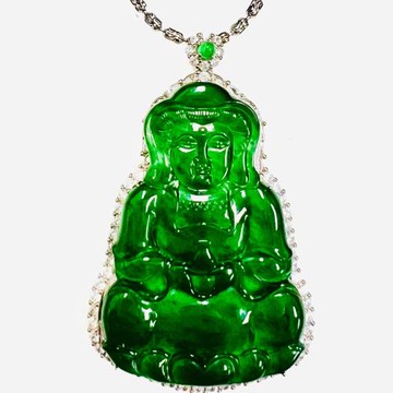 美帝亞 天然冰翡滿綠觀音吊墜