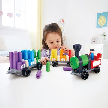 【禮物推薦-創意積木】德國PolyM 彩虹數字火車積木組63件組