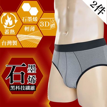 【 桑緹絲】台製石墨稀男三角褲2件組