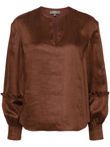 N.Peal - Sienna linen blouse - women - Linen/Flax - S - Brown