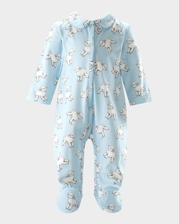 Boy's Lamb-Print Footie, Size Newborn-12M