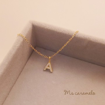 焦糖小姐-Ms-caramelo-925純銀鍍14K黃 英文字母A 項鍊