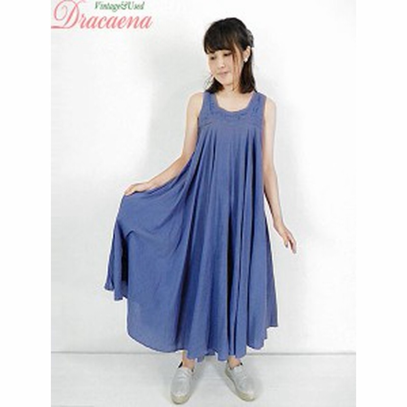 古着 ワンピース 70s Nataraj 刺しゅう 紐フリンジ タック ナチュラル インド綿 ロング ワンピース M 古着 通販 Lineポイント最大1 0 Get Lineショッピング