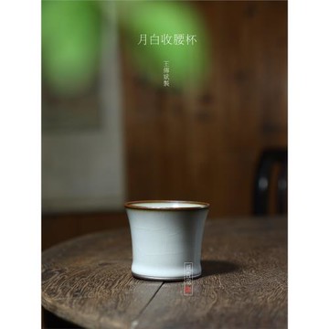龍泉青瓷大師王傳斌月白釉主人杯中式陶瓷茶杯高端品茗杯鐵胎單杯