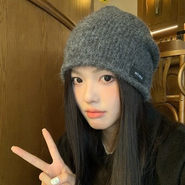🚚隔日到貨🚚韓系冷帽大頭圍針織帽子女 秋冬復古堆堆帽高級感顯臉小冬天保暖堆堆帽針織毛線帽 秋冬冷帽  包頭帽 防寒帽子