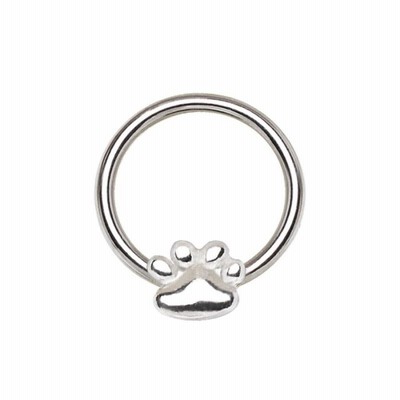 316L Stainless Steel Dog Puppy Paw Snap-in WildKlass Captive Bead Ring