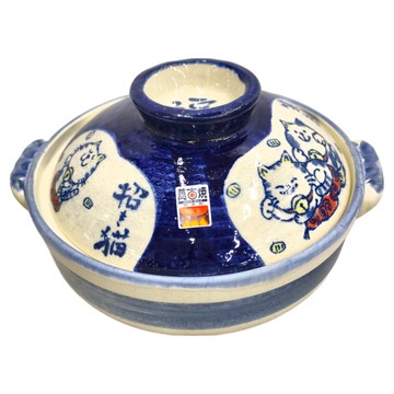 SAJI 佐治陶器 8號深型砂鍋 招福貓  30cm  1個