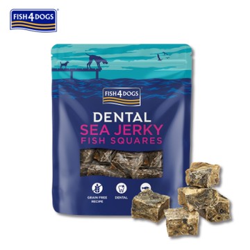 海洋之星FISH4DOGS 潔牙魚皮點心 方塊酥 25mm 115g 2入